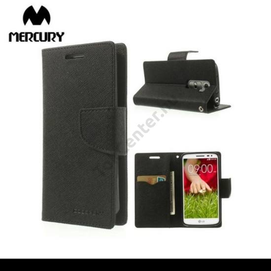 LG G2 mini (D620) MERCURY Fancy Diary tok álló, bőr (FLIP, mágneses, oldalra nyíló, bankkártya tartó, asztali tartó funkció) FEKETE