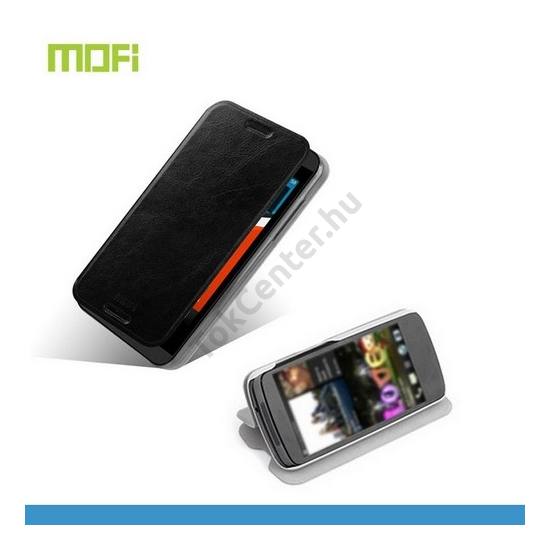 HTC Desire 610 MOFI RUI tok álló, bőr (FLIP, oldalra nyíló, asztali tartó funkció, szilikon tartó) FEKETE