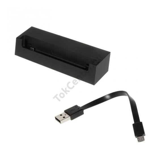 Sony Xperia E4 (E2105) Asztali töltő és adatátviteli állvány (microUSB, 15 cm hosszú kábel) FEKETE