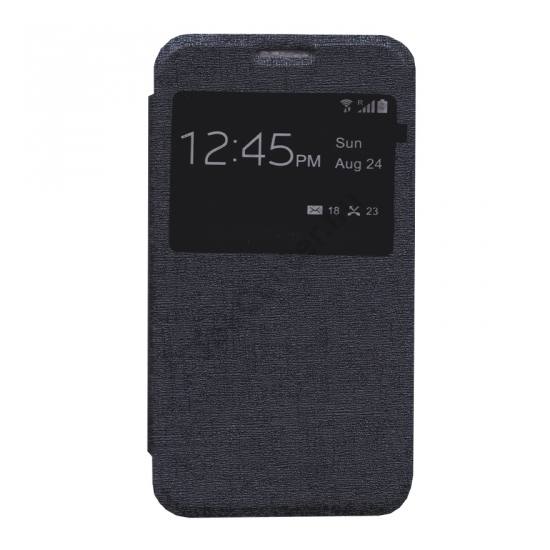 Sony Xperia E4g Tok álló, bőr (FLIP, oldalra nyíló, S-View Cover) SÖTÉTKÉK