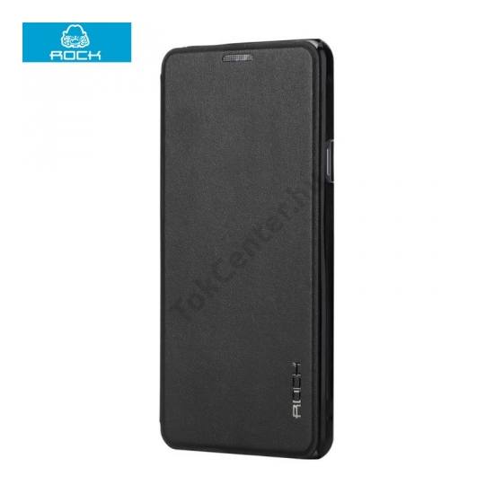 Samsung Galaxy A9 (2016) (SM-A910) ROCK TOUCH műanyag telefonvédő (bőr aktív flip, oldalra nyíló) FEKETE