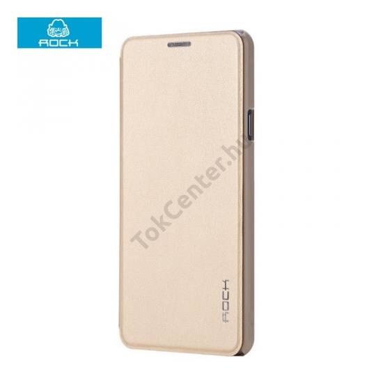 Samsung Galaxy A9 (2016) (SM-A910) ROCK TOUCH műanyag telefonvédő (bőr aktív flip, oldalra nyíló) ARANY