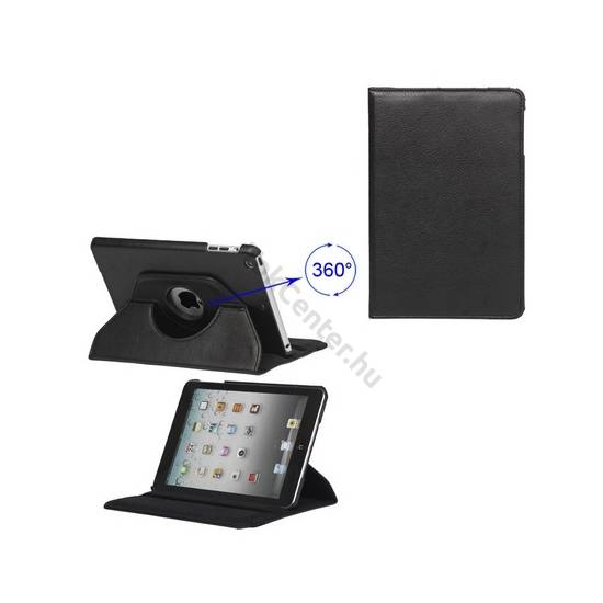 Apple IPAD mini Tok álló, bőr (FLIP, asztali tartó funkció, 360°-ban forgatható) FEKETE
