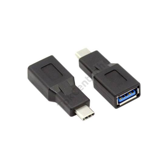 Adapter (USB/pendrive csatlakoztatásához, Type-C, OTG) FEKETE