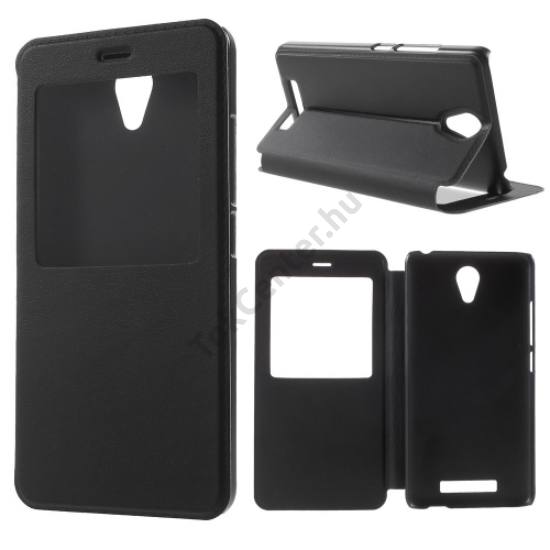 Xiaomi Redmi Note 2  Tok álló, bőr (FLIP, oldalra nyíló, asztali tartó funkció, View Window) FEKETE