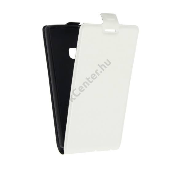 Doogee X5 Max / Doogee X5 Max Pro Tok álló, bőr hatású (FLIP, lefelé nyíló, szilikon tartó) FEHÉR