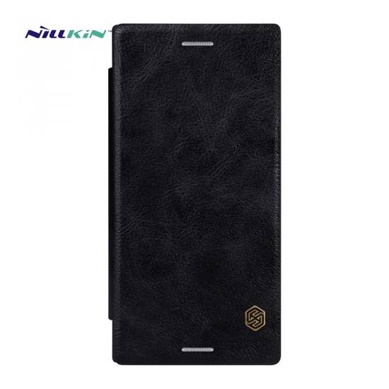 Sony Xperia XZ (F8331) NILLKIN QIN tok álló, bőr (FLIP, oldalra nyíló, bankkártya tartó) FEKETE