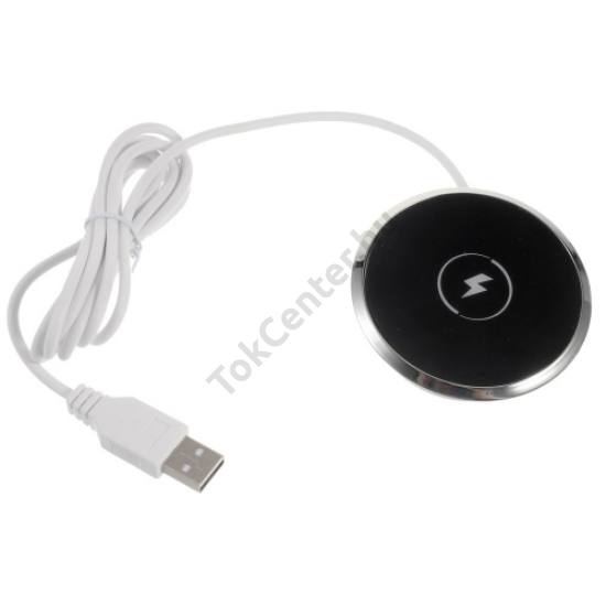 Asztallapba / bútorlapba építhető töltő állomás (5V/1000mA, vezeték nélküli töltés, QI Wireless, USB) FEKETE