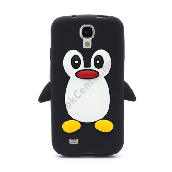 Samsung Galaxy S IV. (GT-I9500) Telefonvédő gumi / szilikon (3D, pingvinmintás) FEKETE
