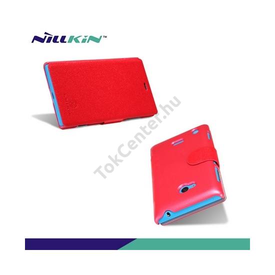 Nokia Lumia 720 NILLKIN FRESH műanyag telefonvédő (akkufedél, bőr flip, oldalra nyíló) PIROS