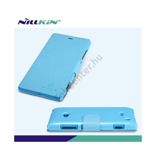 Nokia Lumia 720 NILLKIN FRESH műanyag telefonvédő (akkufedél, bőr flip, oldalra nyíló) VILÁGOSKÉK
