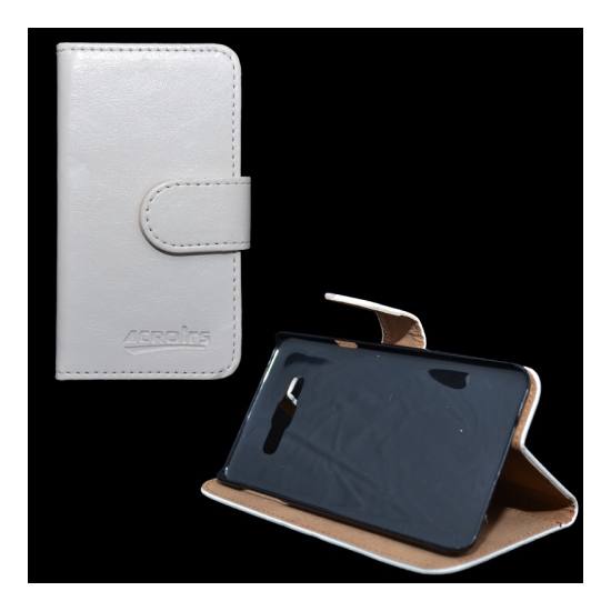 Samsung Galaxy A7 (SM-A700F) Tok álló, bőr (FLIP, mágneses, oldalra nyíló, bankkártya  tartó, asztali tartó funkció) FEHÉR