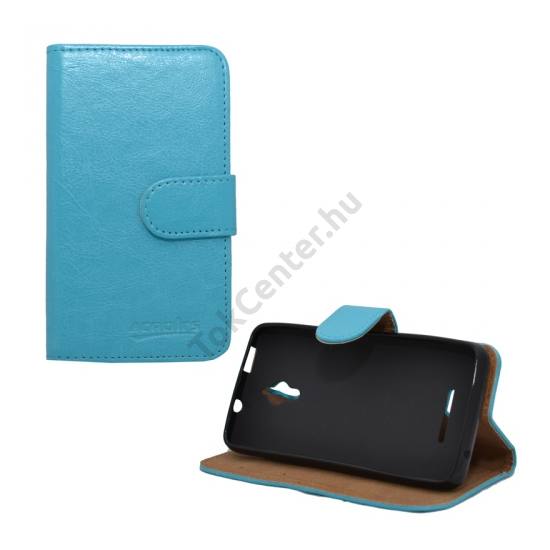 Vodafone Smart 4 turbo Tok álló, bőr (FLIP, mágneses, oldalra nyíló, bankkártya  tartó, asztali tartó funkció) VILÁGOSKÉK
