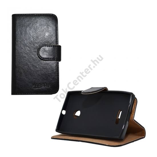 Microsoft Lumia 532 Tok álló, bőr (FLIP, mágneses, oldalra nyíló, bankkártya  tartó, asztali tartó funkció) FEKETE