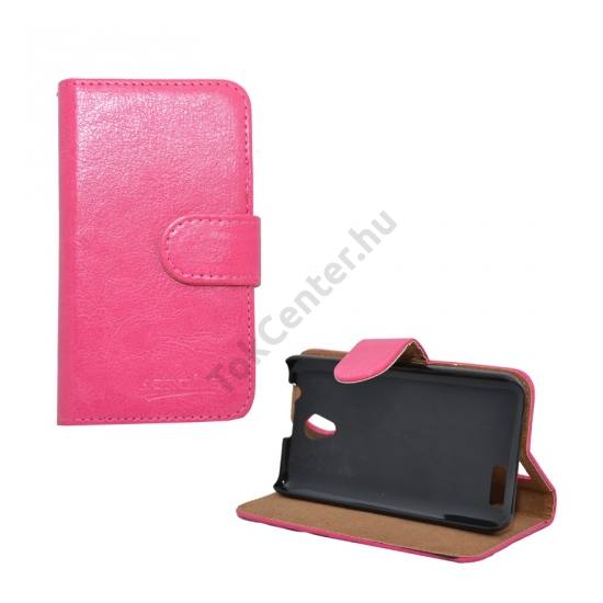 Lenovo A319 Tok álló, bőr (FLIP, mágneses, oldalra nyíló, bankkártya tartó, asztali tartó funkció) RÓZSASZÍN