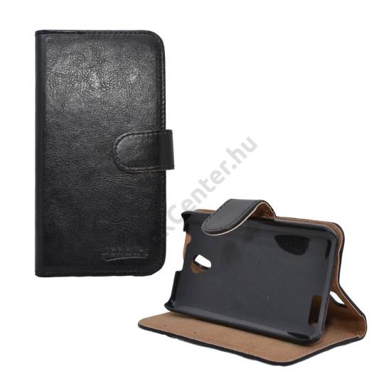 Lenovo A319 Tok álló, bőr (FLIP, mágneses, oldalra nyíló, bankkártya tartó, asztali tartó funkció) FEKETE
