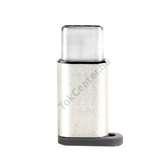 Adapter (microUSB - Type-C, töltéshez, adatátvitelhez) EZÜST