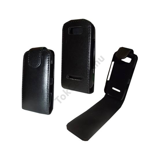 Nokia 305 Asha Tok álló, bőr (FLIP, mágneses) FEKETE