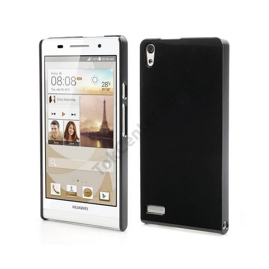 Huawei Ascend P6 (P6-U06) Műanyag telefonvédő FÉNYES FEKETE