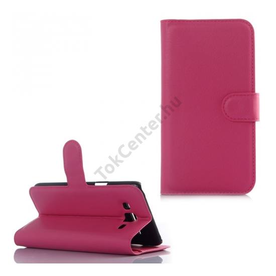 Samsung Galaxy J5 (SM-J500) Tok álló, bőr (FLIP, oldalra nyíló, asztali tartó funkció) MAGENTA
