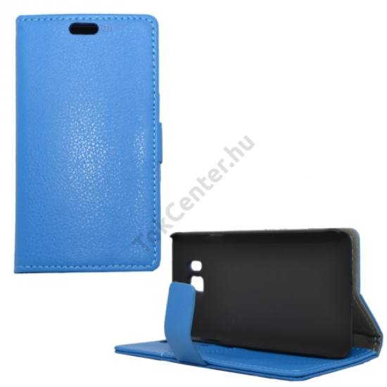 Samsung Galaxy Alpha (SM-G850) Tok álló, bőr (FLIP, mágneses, oldalra nyíló, bankkártya  tartó, asztali tartó funkció) VILÁGOSKÉK