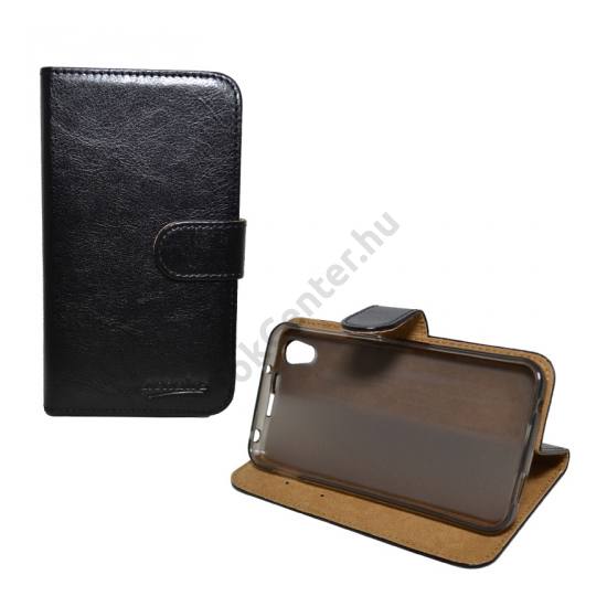 Alcatel Idol 4 / Blackberry DTEK50 Tok álló, bőr (FLIP, oldalra nyíló, asztali tartó funkció) FEKETE
