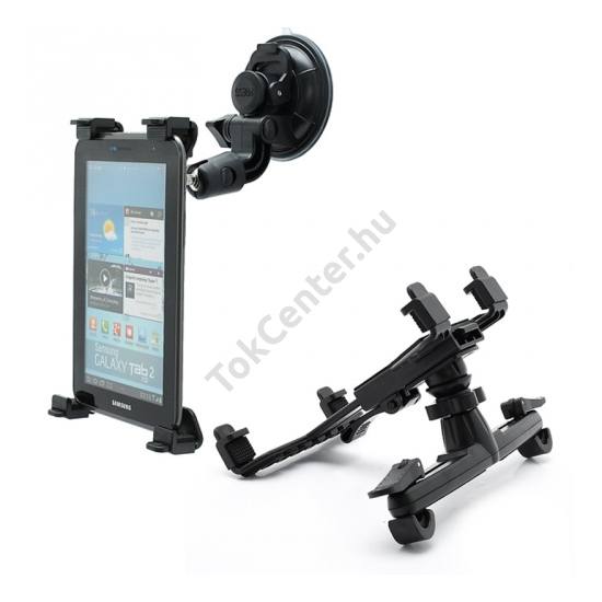 UNIV gépkocsi / autó tartó NAVI/TABLET (tapadókorongos, fejtámlára is rögzíthető, állítható) FEKETE