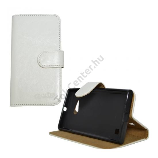 Nokia Lumia 730 Tok álló, bőr (FLIP, mágneses, oldalra nyíló, bankkártya tartó, asztali tartó funkció) FEHÉR
