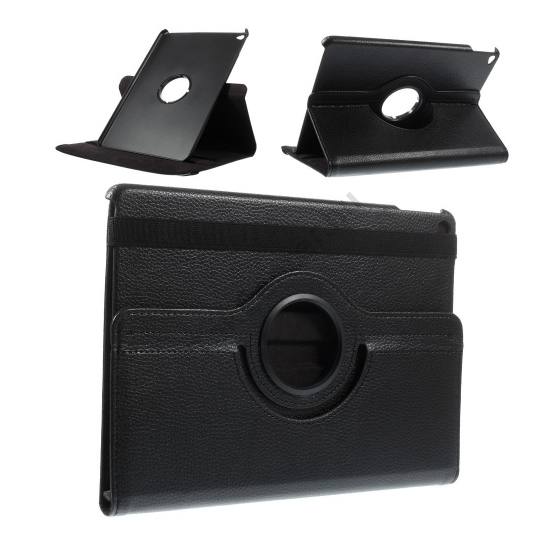 Apple IPAD Air 2 Tok álló, bőr (FLIP, asztali tartó funkció, 360°-ban forgatható) FEKETE