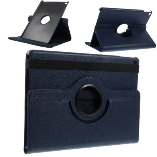Apple IPAD Air 2 Tok álló, bőr (FLIP, asztali tartó funkció, 360°-ban forgatható) SÖTÉTKÉK