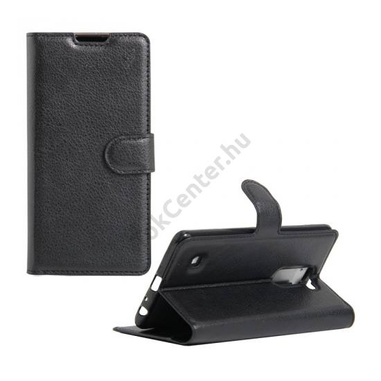 LG Stylus 2 (F720) Tok álló, bőr (FLIP, oldalra nyíló, asztali tartó funkció) FEKETE