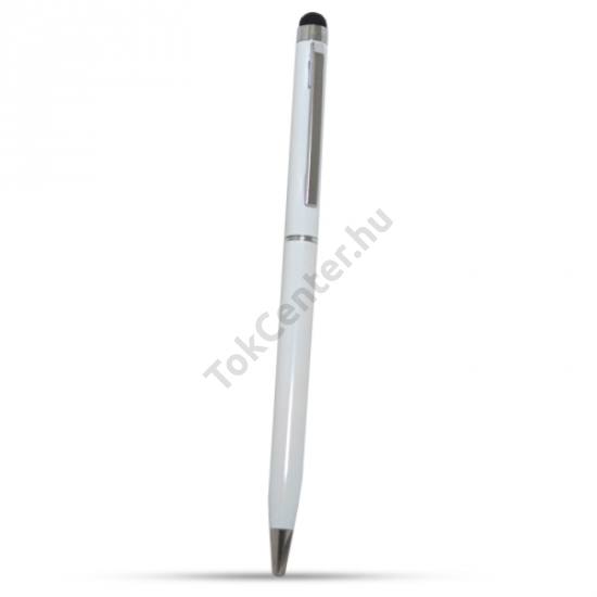 Érintőképernyő ceruza 2in1 (toll, kapacitív érintőceruza, 13 cm) FEHÉR