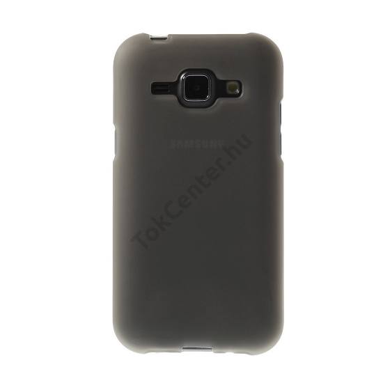 Samsung Galaxy J1 (SM-J100) Telefonvédő gumi / szilikon (fényes keret) FÜSTSZÍNŰ