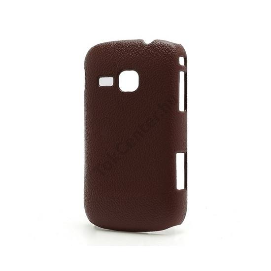 Samsung Galaxy Mini 2 (GT-S6500) Műanyag telefonvédő (bőrhatás) BARNA