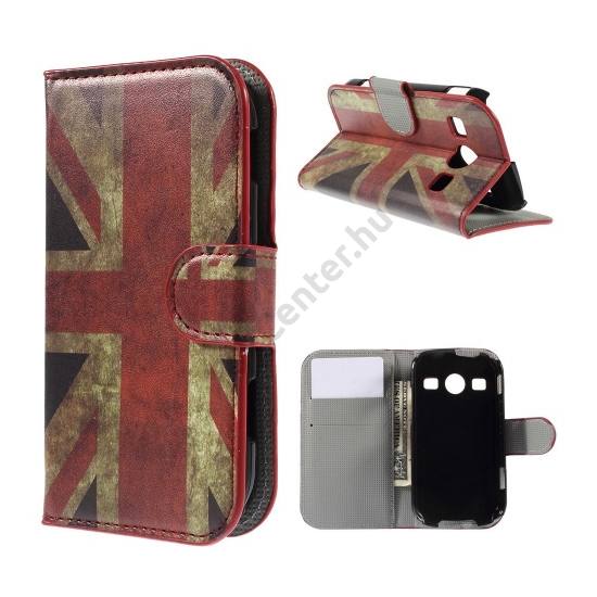 Samsung Galaxy Xcover 2 (GT-S7710) Tok álló, bőr (FLIP, mágneses, oldalra nyíló, bankkártya tartó, asztali tartó funkció, zászlóminta) BRIT/ANGOL