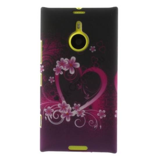 Nokia Lumia 1520 Műanyag telefonvédő (virág, szív mintás) LILA