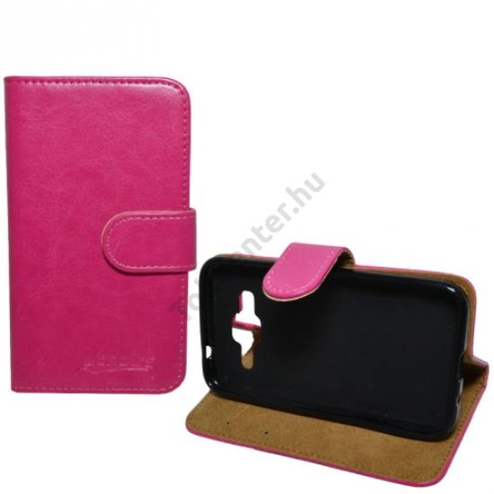 Samsung Galaxy Core Prime (SM-G360) Tok álló, bőr (FLIP, mágneses, oldalra nyíló, bankkártya  tartó, asztali tartó funkció) RÓZSASZÍN