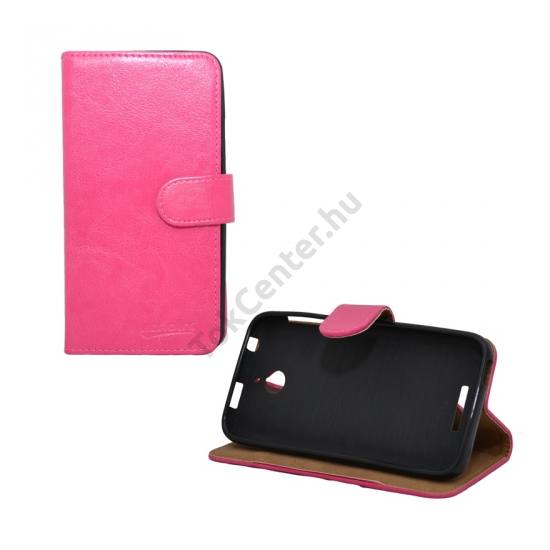 HTC Desire 510 Tok álló, bőr (FLIP, mágneses, oldalra nyíló, bankkártya  tartó, asztali tartó funkció) MAGENTA