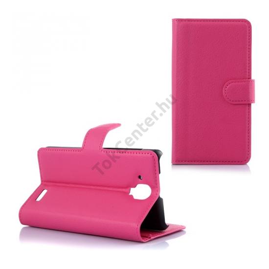 Lenovo A536 Tok álló, bőr (FLIP, mágneses, oldalra nyíló, bankkártya tartó, asztali tartó funkció) MAGENTA