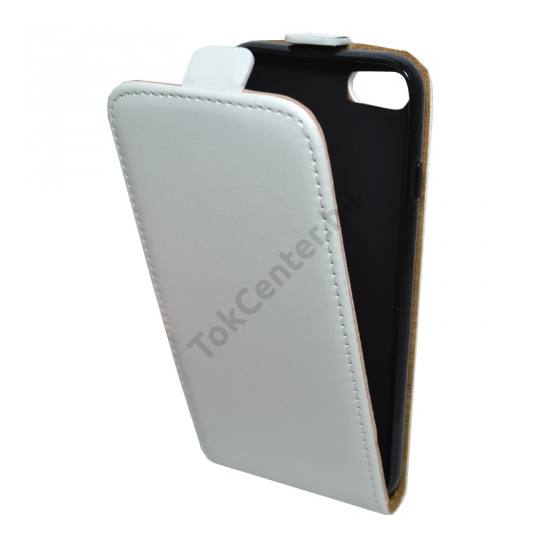 Apple iPhone 7 4.7 / Apple iPhone 8 4.7 / Apple iPhone SE (2020) Tok álló, bőr hatású (FLIP, lefelé nyíló, szilikon tartó) FEHÉR