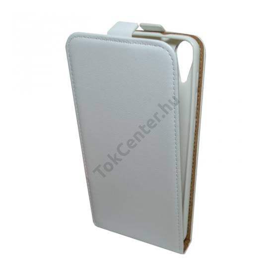 HTC Desire 825 Tok álló, bőr (FLIP, mágneses) FEHÉR