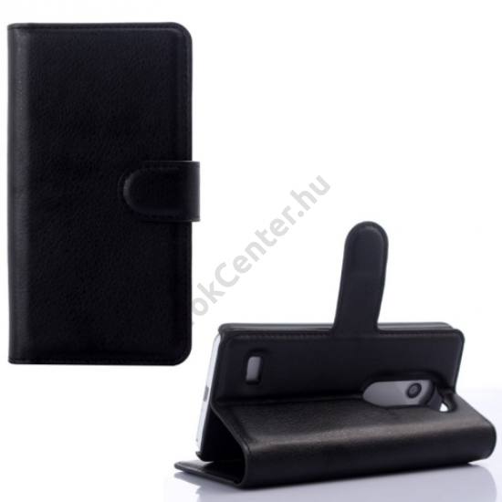 LG Leon (C50)  Tok álló, bőr (FLIP, oldalra nyíló, asztali tartó funkció) FEKETE