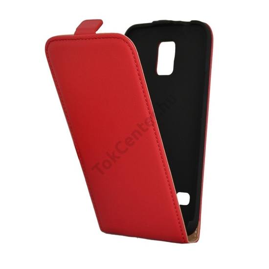 Samsung Galaxy S V. (SM-G900) Tok álló, bőr (FLIP, mágneses) PIROS