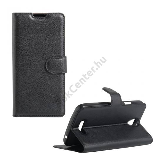 Doogee X6 (X6 Pro) Tok álló, bőr hatású (FLIP, oldalra nyíló, asztali tartó funkció) FEKETE