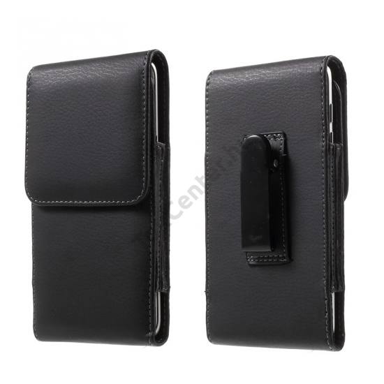 Tok álló, bőr hatású (övre fűzhető, övcsipesz, 5.5'' méret) FEKETE