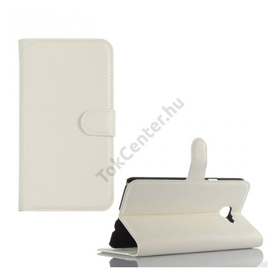 Samsung Galaxy A9 (2016) (SM-A910) Tok álló, bőr (FLIP, oldalra nyíló, asztali tartó funkció) FEHÉR