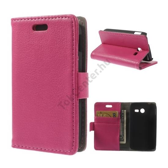 Samsung Galaxy Pocket 2 (SM-G110H) Tok álló, bőr (FLIP, mágneses, oldalra nyíló, bankkártya tartó, asztali tartó funkció) MAGENTA