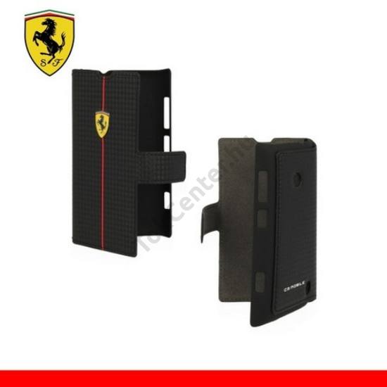 Nokia Lumia 520 Ferrari Formula One Carbon műanyag telefonvédő (karbon minta, bőrflip) FEKETE