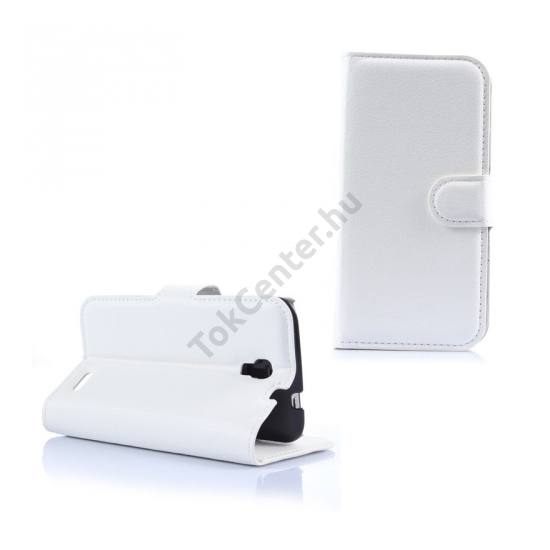 Alcatel Pop 2 4.5`` (OT-5042) Tok álló, bőr (FLIP, mágneses, oldalra nyíló, bankkártya  tartó, asztali tartó funkció) FEHÉR