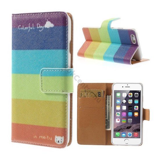 Apple iPhone 6 4.7`` Tok álló, bőr (FLIP, mágneses, oldalra nyíló, bankkártya tartó, asztali tartó funkció, csíkos) SZÍNES